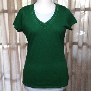 Women Deep Green Coldwater Creek S/S Top Size M 10-12. NWT-$29.95.